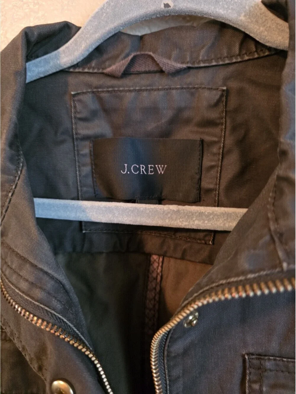 J.CREW Gray Zip Snap Front Military Utility Jacket  Long Sleeve Full Zip Short S